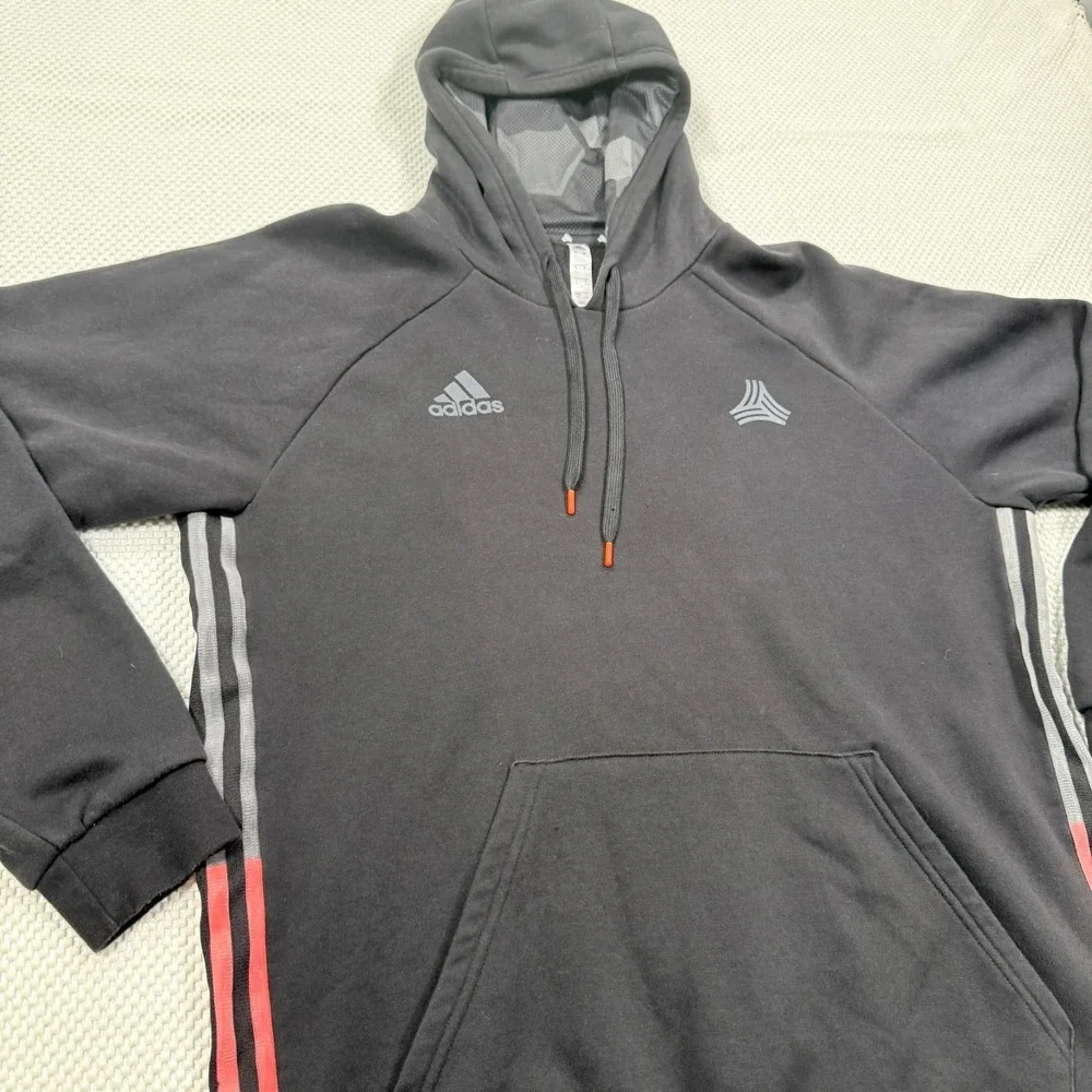 Adidas Tango Mens Large Black Gray Salmon Pink 3-Stripes Soccer Pullover Hoodie